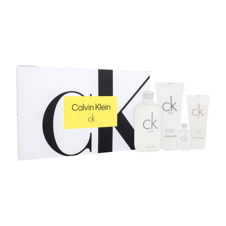 Calvin Klein CK One Geschenkset Eau de Toilette 200 ml + Körpermilch 200 ml + Duschgel 100 ml + Eau de Toilette 15 ml