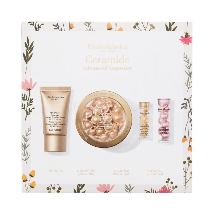 Elizabeth Arden Ceramide Lift &amp; Firm Set Geschenkset Gesichtsserum Ceramide Advanced Daily Youth Restoring Serum 60 St. + Tagescreme Ceramide Advanced Lift and Firm Day Cream SPF15 15 ml + Nachtserum Retinol Ceramide Line Erasing Night Serum 7 St. + Augenserum Ceramide Advanced Daily Youth Restoring