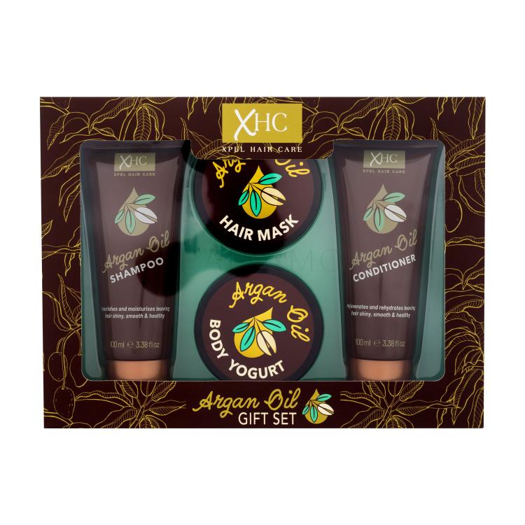 Xpel Argan Oil Gift Set Geschenkset Shampoo Argan Oil 100 ml + Conditioner Argan Oil 100 ml + Haarmaske Argan Oil 50 ml + Körperjoghurt Argan Oil 50 ml