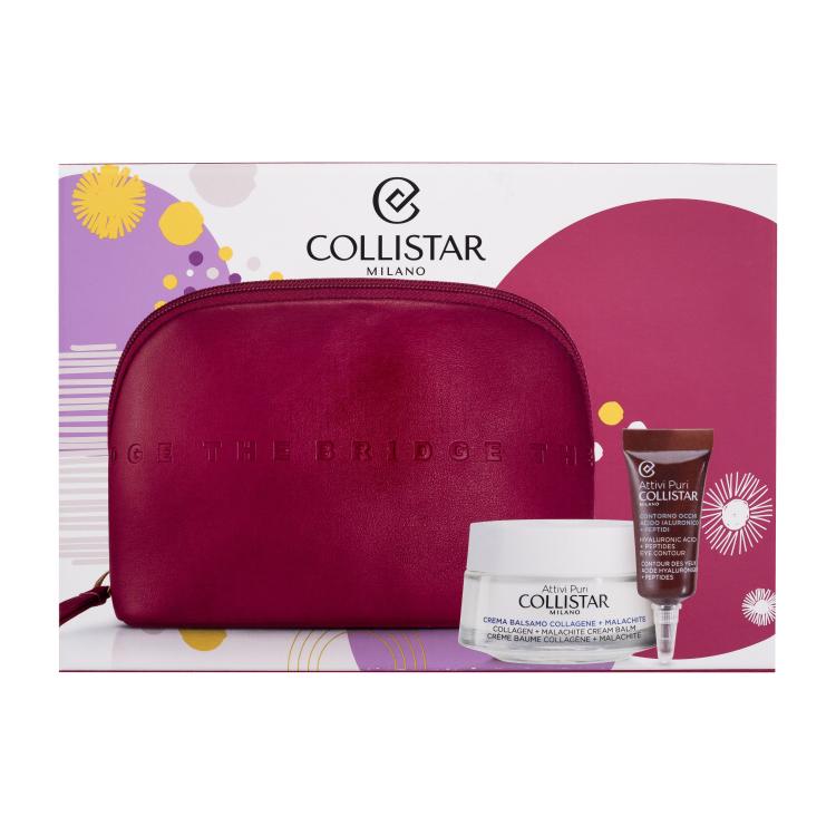 Collistar Pure Actives Collagen + Malachite Cream Balm Geschenkset Gesichtsbalsam Pure Actives Collagen Malachite Cream Balm 50 ml + Augengel Pure Actives Hyaluronic Acid Peptides Eye Contour 5 ml + Kosmetiketui The Bridge