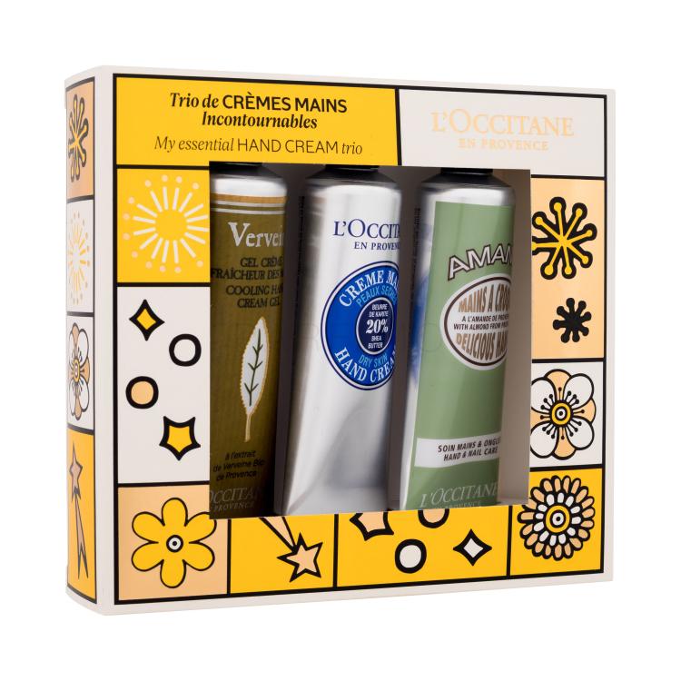 L&#039;Occitane My Essential Hand Cream Trio Geschenkset Handcreme Shea Dry Skin Hand Cream 30 ml + Handcreme Almond Delicious Hands Cream 30 ml + Handcreme Verbena Cooling Hand Cream Gel 30 ml
