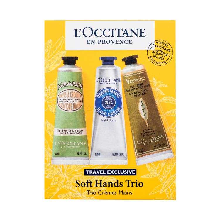 L&#039;Occitane Soft Hands Trio Geschenkset Handcreme Almond Delicious Hands 30 ml + Handcreme Shea Hand Cream Dry Skin 30 ml + Handcreme Verveine Cooling Hand Cream Gel 30 ml