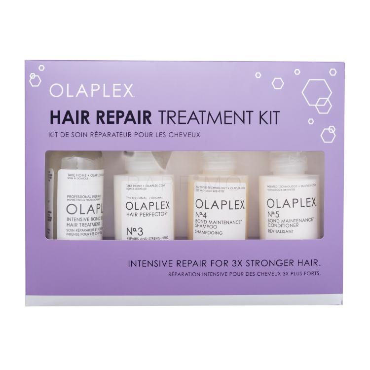 Olaplex Hair Repair Treatment Kit Geschenkset Haarserum Intensive Bond Building Hair Treatment No.0 155 ml + Haarbalsam Hair Perfector No.3 100 ml + Bond Maintenance Shampoo No. 4 100 ml + Bond Maintenance Conditioner No. 5 100 ml