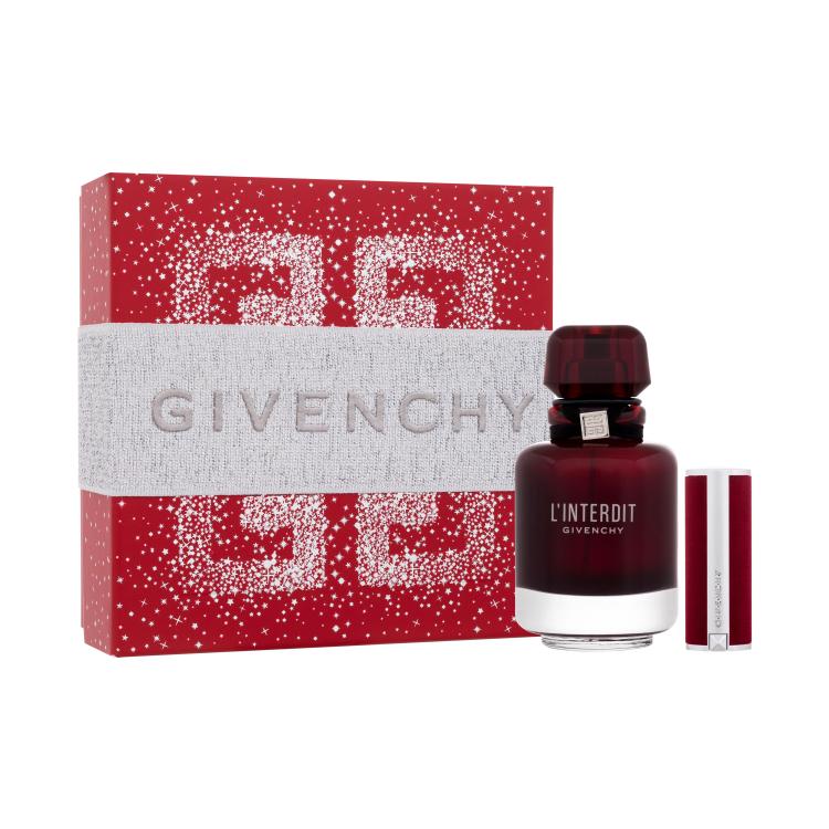 Givenchy L&#039;Interdit Rouge Geschenkset Eau de Parfum 50 ml + Lippenstift Le Rouge Deep Velvet 1,5 g 37 Rouge Grainé