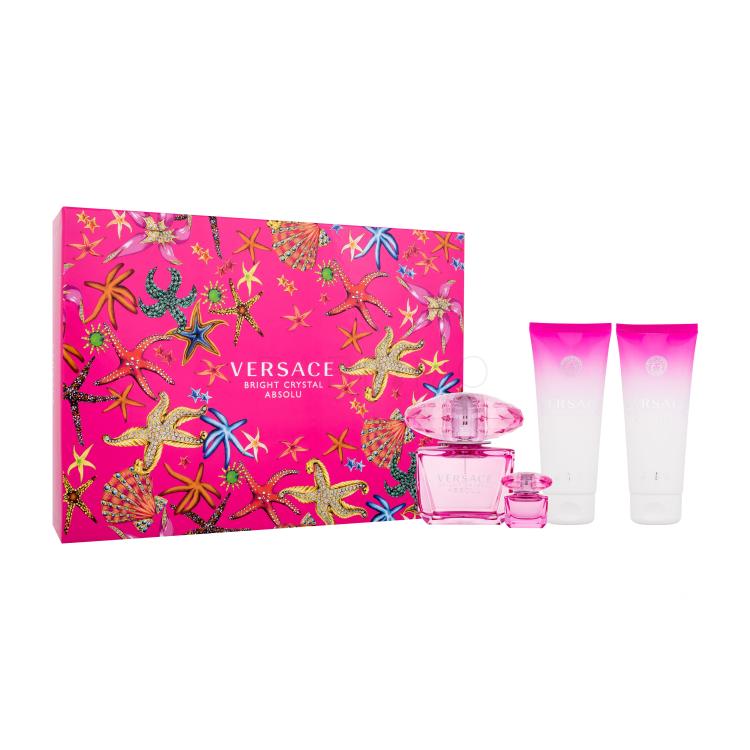 Versace Bright Crystal Absolu Geschenkset Eau de Parfum 90 ml + Duschgel 100 ml + Eau de Parfum 5 ml + Körperlotion 100 ml