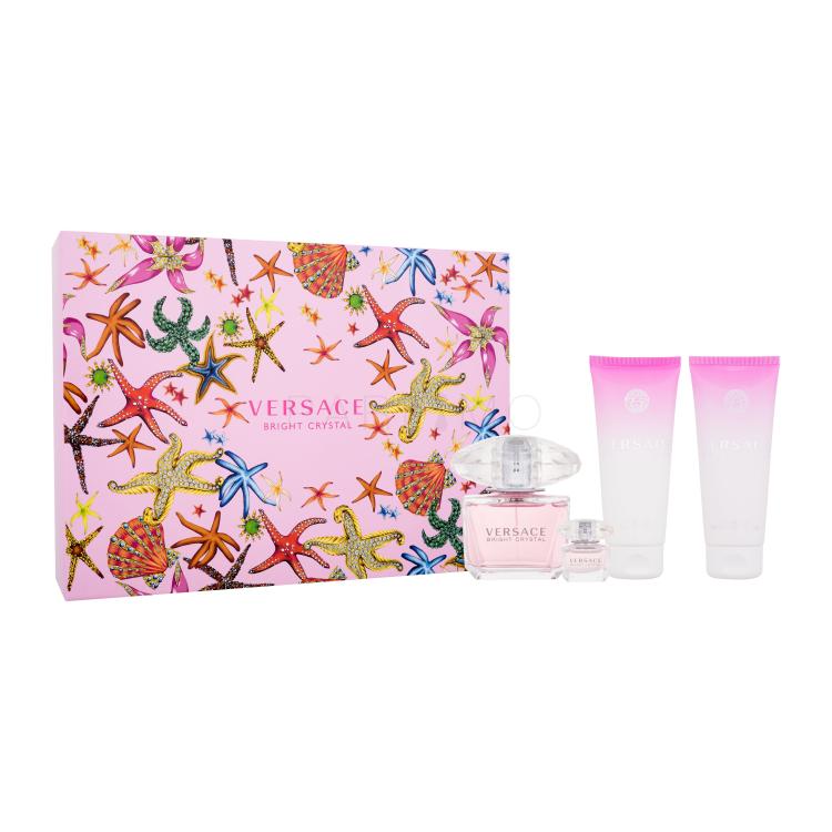 Versace Bright Crystal Geschenkset Eau de Toilette 90 ml + Eau de Toilette 5 ml + Duschgel 100 ml + Körperlotion 100 ml