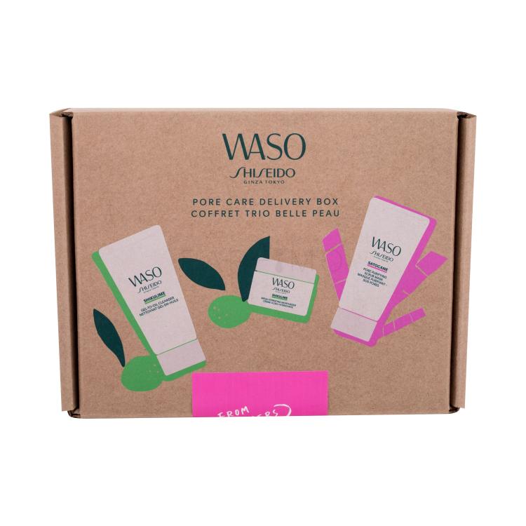 Shiseido Waso Pore Care Delivery Box Geschenkset Reinigungsgel Waso Shikulime Gel-To-Oil Cleanser 30 ml + Feuchtigkeitsserum Waso Shikulime Mega Hydrating Moisturizer 15 ml + Peeling-Maske Waso Satocane Pore Purifying Scrub Mask 30 ml