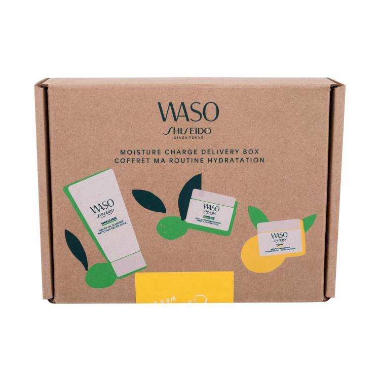 Shiseido Waso Moisture Charge Delivery Box Geschenkset Reinigungsgel Waso Shikulime Gel-To-Oil Cleanser 30 ml + Feuchtigkeitsserum Waso Shikulime Mega Hydrating Moisturizer 15 ml + Nacht-Gesichtsmaske Waso Yuzu-C Beauty Sleeping Mask 15 ml