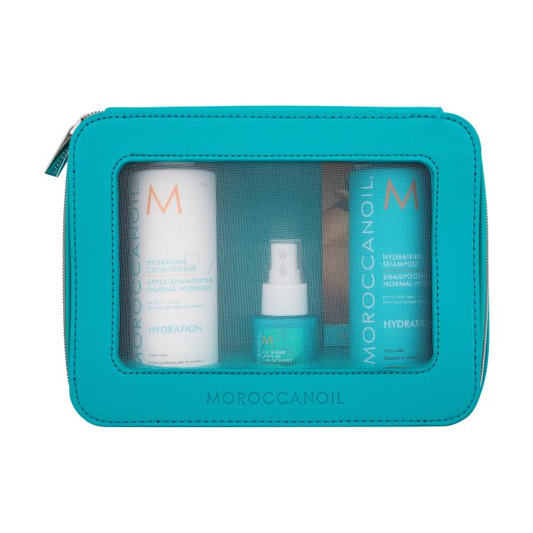 Moroccanoil Hydration Geschenkset Hydrating Shampoo 250 ml + Hydrating Conditioner 250 ml + All In One Leave-In Conditioner 50 ml + Körpermilch 10 ml + Kosmetiketui