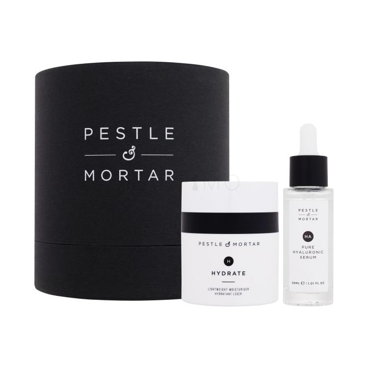 Pestle &amp; Mortar Hydrating Duo Geschenkset Feuchtigkeitscreme für das Gesicht Hydrate Lightweight Moisturiser 50 ml + Hyaluronsäure Gesichtsserum Pure Hyaluronic Serum 30 ml