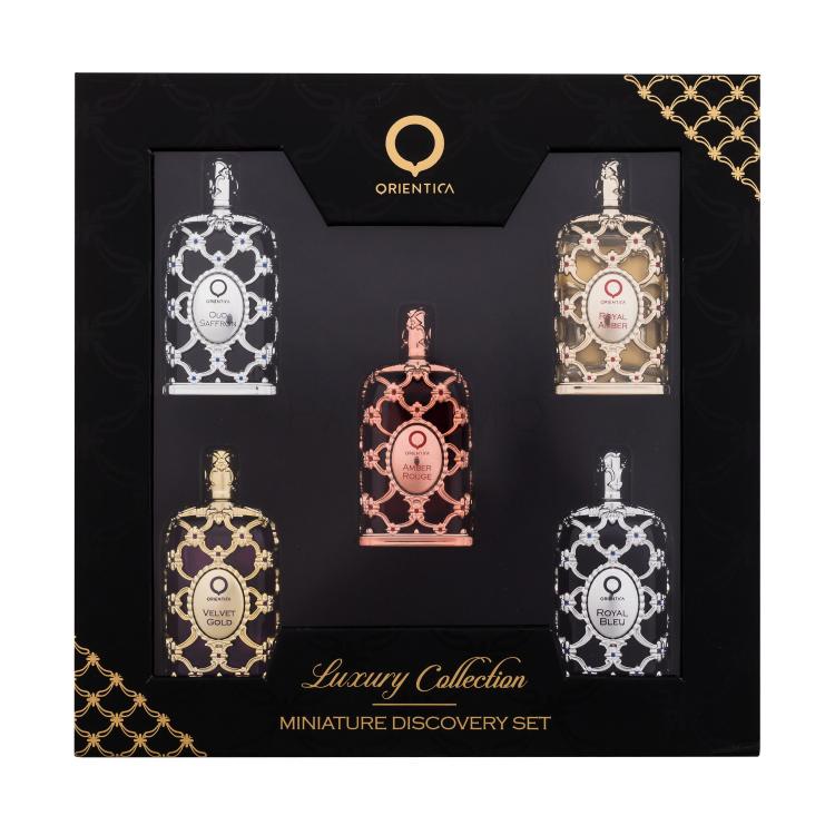 Orientica Luxury Collection Geschenkset Royal Amber Eau de Parfum 7,5 ml + Royal Bleu Eau de Parfum 7,5 ml + Velvet Gold Eau de Parfum 7,5 ml + Oud Saffron Eau de Parfum 7,5 ml + Amber Rouge Eau de Parfum 7,5 ml