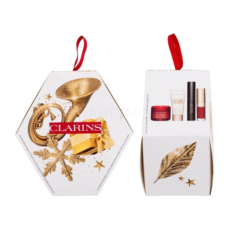 Clarins Make-up Essentials Geschenkset Basis SOS Primer 5 ml 00 Universal Light + Basis Instant Smooth Perfecting Touch 4 ml + Wonder Perfect Mascara 4D 3 ml 01 Perfect Black + Lippenöl Lip Comfort Oil 1,4 ml 03 Cherry