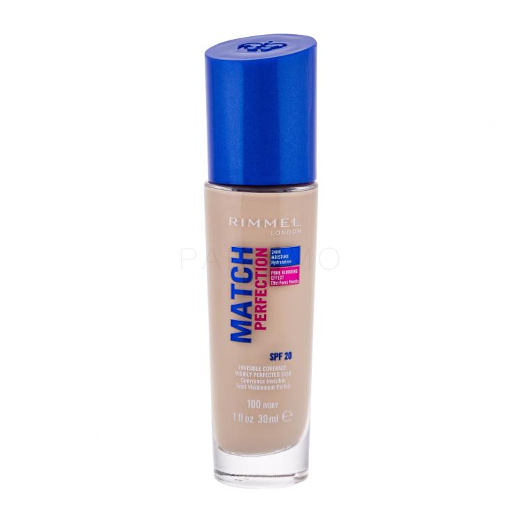 Rimmel London Match Perfection SPF20 Foundation für Frauen 30 ml Farbton  100 Ivory