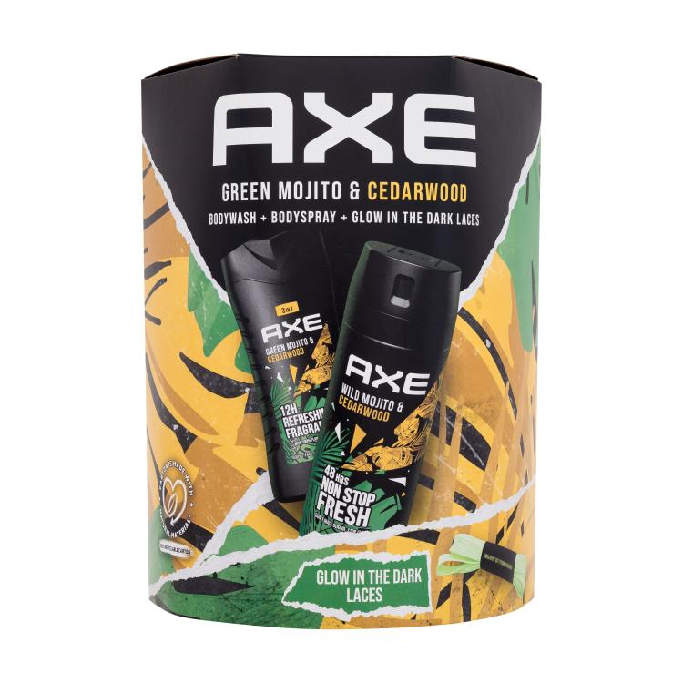 Axe Wild Mojito &amp; Cedarwood Geschenkset Deodorant 150 ml + Duschgel 250 ml + Fluoreszierende Schnürsenkel