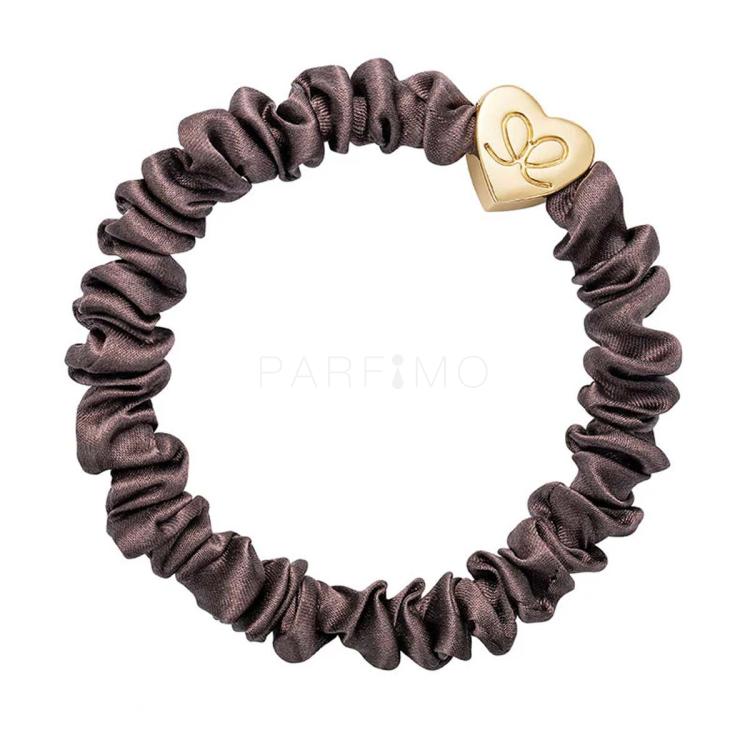 By Eloise London Skinny Silk Scrunchie Gold Heart Haargummi für Frauen 1 St. Farbton  Mocha