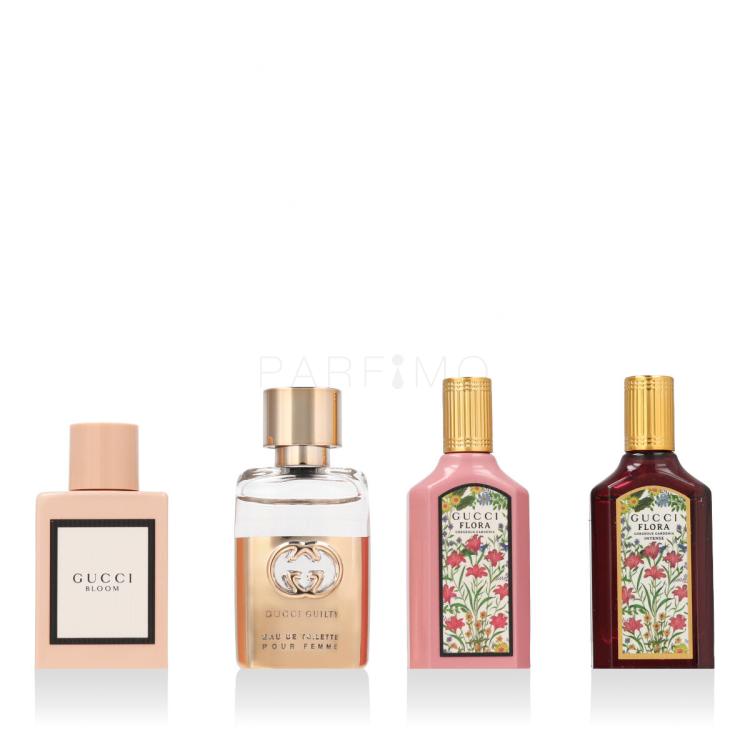 Gucci Mini Set Geschenkset Eau de Parfum Bloom 5 ml + Eau de Parfum Flora Gorgeous Gardenia 5 ml + Eau de Parfum Flora Gorgeous Gardenia Intense 5 ml + Eau de Toilette Guilty Pour Femme 5 ml