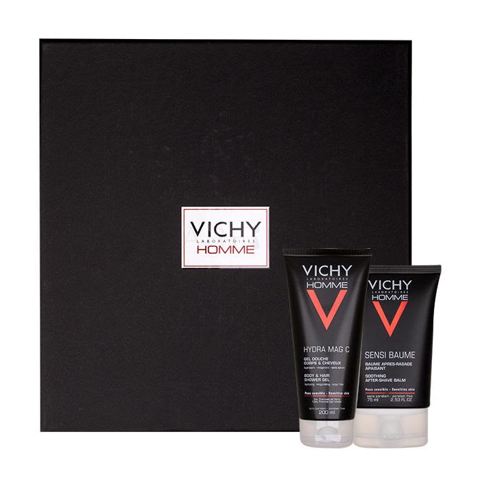 Vichy Homme Sensi-Baume Ca Geschenkset balzam po holení Sensi-Baume Ca 75 ml + sprchovací gél na telo a vlasy Hydra-Mag C 200 ml