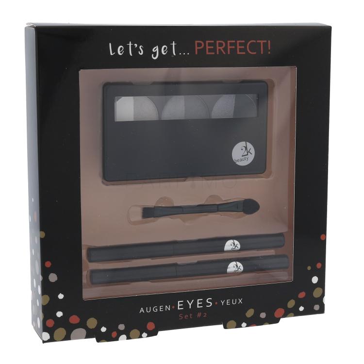 2K Let´s Get Perfect! Geschenkset Lidschatten Palette 3 x 2,2 g + Lidschatten-Applikator 1 St. + Augenstift 0,2 g 086 + Augenstift 0,2 g 087