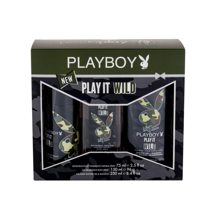 Playboy Play It Wild Geschenkset Deodorant 150ml + 250ml Duschgel + 75ml Deodorant