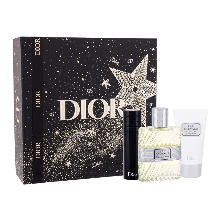 Christian Dior Eau Sauvage Geschenkset Edt 100 ml + Duschgel 50 ml + Edt nachfüllbar 10 ml
