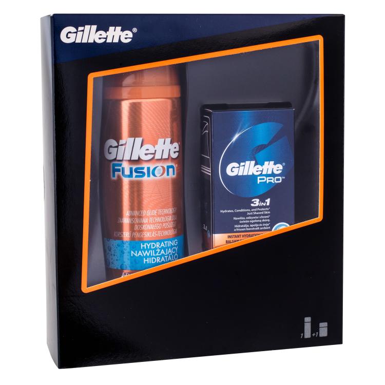 Gillette Fusion Hydra Gel Geschenkset gél na holenie 200 ml + balzám na holenie Pro SPF15 50 ml